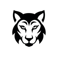 Tiger face combined with wolf profile in dramatic wildlife concept On white Background Vector illustration