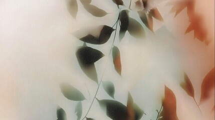 Botanical retro vintage background with Soft dreamy floral leaves abstract blur background in pastel colors