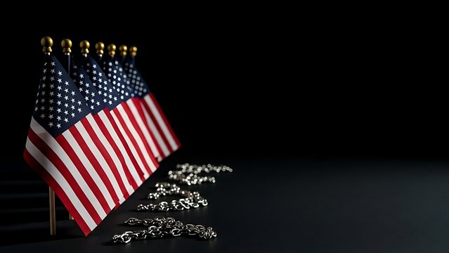 American flag with bullets on dark background