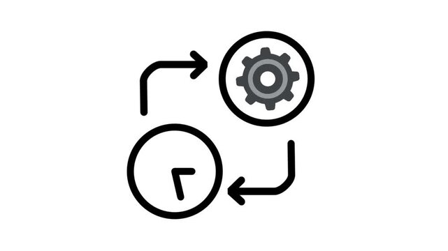 Time Management Process Workflow Cycle Animated Icons. Motion icons suitable for web, technology, business, and entertainment.