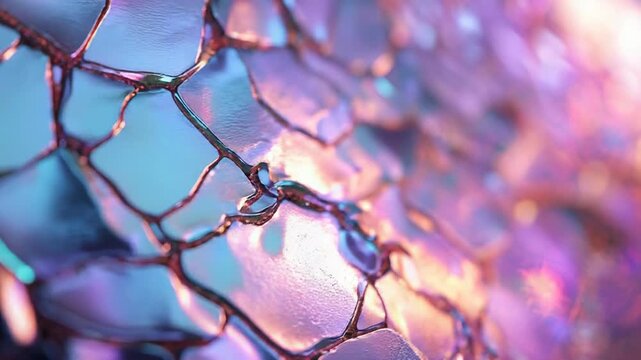 Iridescent dragon scales close up with purple and blue light