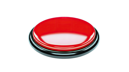 Red Button Pressed on White Background