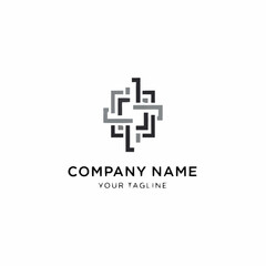 Abstract geometric logo design with interconnected lines forming a square shape.