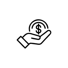 cashback icon in line style, return money vector isolated on white background, money cashback business concept,