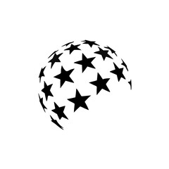 Soccer ball icon. Abstract logo with black stars.
