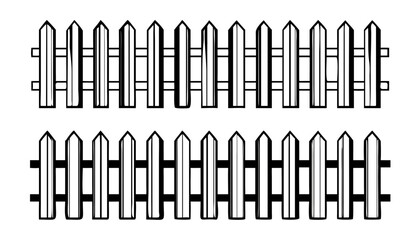 Wooden fence vector illustration with drawing style,