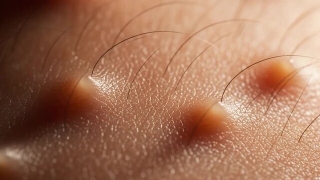 Extreme Macro of Skin Pores with Goosebumps and Peach Fuzz Hairs