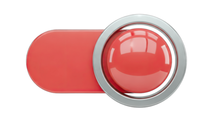 Red Toggle Switch Activated on White Background