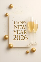 Happy New Year 2026 Champagne Celebration Elegant Greeting