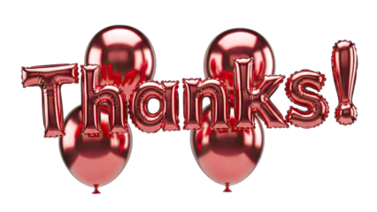Red Foil Balloons Saying Thanks - Celebration Concept