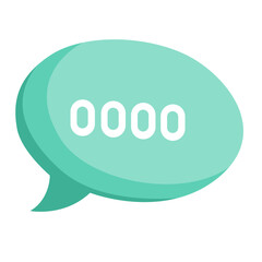Cute teal speech bubble icon, perfect for messages, chats, or illustrating communication, conversation, and interactive celebration elements.