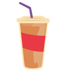 Cute iced coffee cup icon, perfect for casual parties, refreshments, or illustrating cool, trendy, and enjoyable birthday beverage visuals.