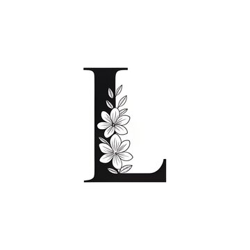Decorative letter l with floral pattern