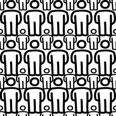 Human symbol outline seamless pattern vector white background.