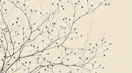 extension. New botanical buds extending from a main branch in minimalist illustration. gardening catalogs, home-decor guides, designed for gardening and botanical catalogs.
