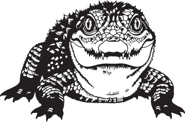 Black and white alligator reptile animal face tattoo illustration vector art