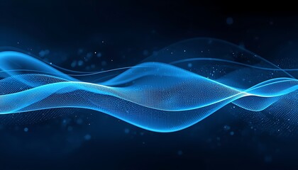 Abstract digital wave of glowing blue particles representing a futuristic data stream
