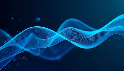 Abstract blue wave of particles representing data flow or technology