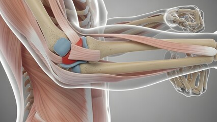 Detailed Medical Illustration of Human Arm Anatomy.