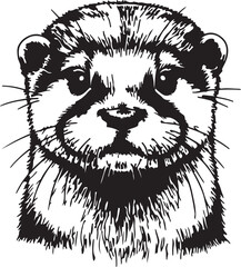 Cute otter face vector illustration isolated on transparent background wild river animal