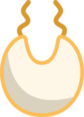 Simple icon of a baby bib, representing a common item used for infants during feeding time