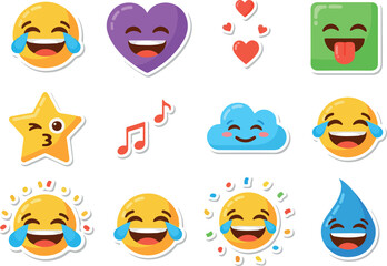 Cheerful Emoji Collection Expressive Stickers for Joyful Designs