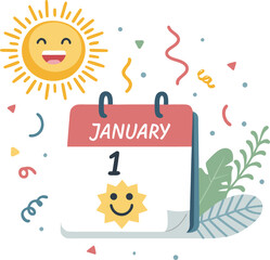 New year day calendar celebration