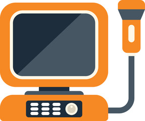 Ultrasound machine used for medical examination displaying results on screen