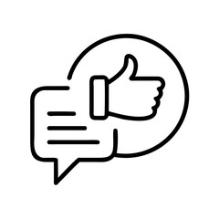 Obraz premium Thumbs up icon with speech bubble for feedback and communication 