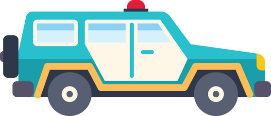 Simple vector illustration of a modern off road police car parked in profile on a white background © anatolir