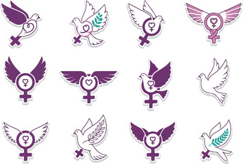 Feminine Symbolism Doves and Venus Icons Representing Women's Empowerment