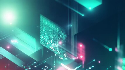 Abstract technological backdrop showing an intricate grid of glowing lines, binary code, and data points, representing advanced computing, artificial intelligence, and global network connections - Powered by Adobe