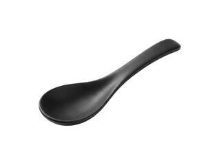 Black soup spoon isolated on transparent background
