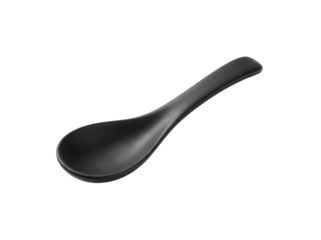Black soup spoon isolated on transparent background