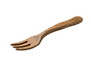 Wooden fork isolated on transparent background