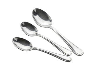 Silver spoons set isolated on transparent background