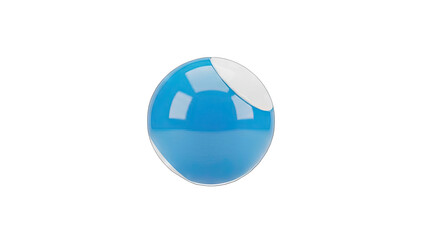 Shiny Blue and White Sphere Object Isolated on Transparent Background with Subtle Reflections Showing Glossy Surface and Smooth Texture