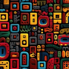 Colorful seamless tribal doodle pattern abstract background