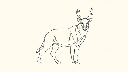 Fototapeta premium Elegant line drawing of a stag with impressive antlers on a light background