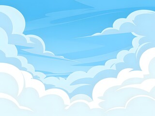 Stylized illustration of a bright blue sky and fluffy white clouds, perfect for background use