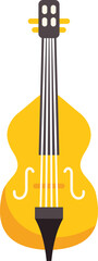 Simple vector illustration of a yellow contrabass isolated on white background, showing its strings and tuning pegs