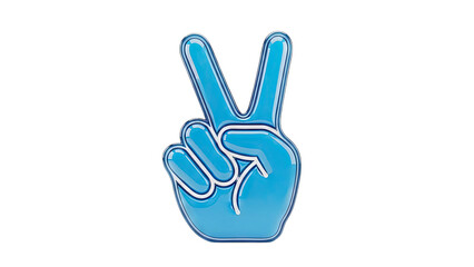 Shiny Light Blue Hand Gesture Sign V For Victory Or Peace Symbol Transparent Background