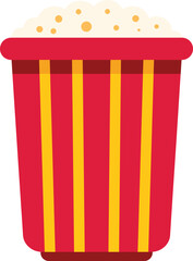 Classic cinema snack, popcorn overflowing from striped bucket, ready for a movie night