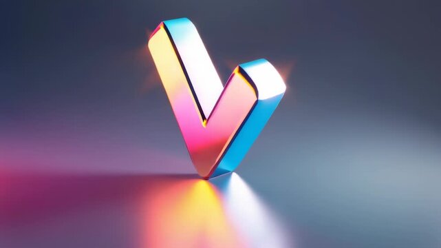 Video A shiny V shaped object sits on a dark surface