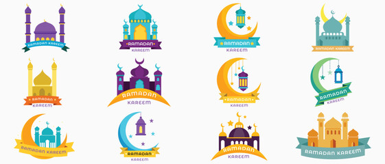 Ramadan Kareem Flat Vector Badges and Icons Set © Mehedi