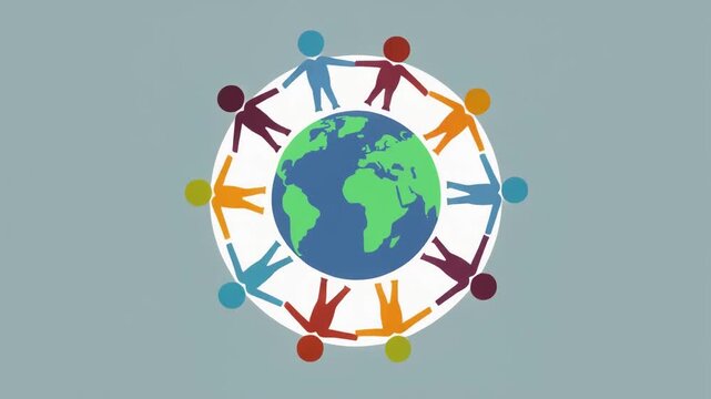 Creating a Visual Representation of Global Unity and Diversity with Colorful Human Figures Surrounding the Earth