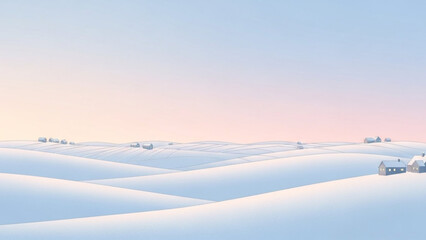 Obraz premium Serene snowy landscape with gentle hills and a peaceful sky at sunrise or sunset