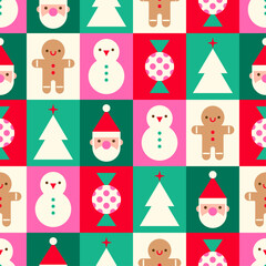 Cute geometric elements seamless pattern design for Christmas and new year background