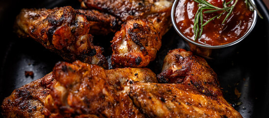 Grilled Chicken Wings With Spicy Sauce