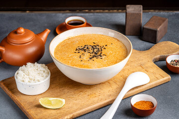 Creamy Asian Soup With Rice And Sesame